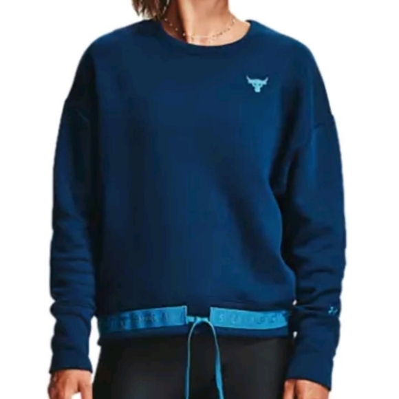Under Armour Project Rock Charged Cotton Crew Sweatshirt Navy Women XXL - Picture 1 of 9
